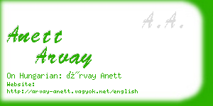 anett arvay business card